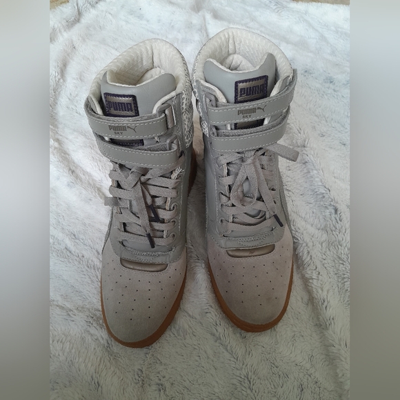 Puma Sky II Contact Hi Top Shoes Grey Suede High Double Strap Women’s Size 9.5 - Picture 4 of 11